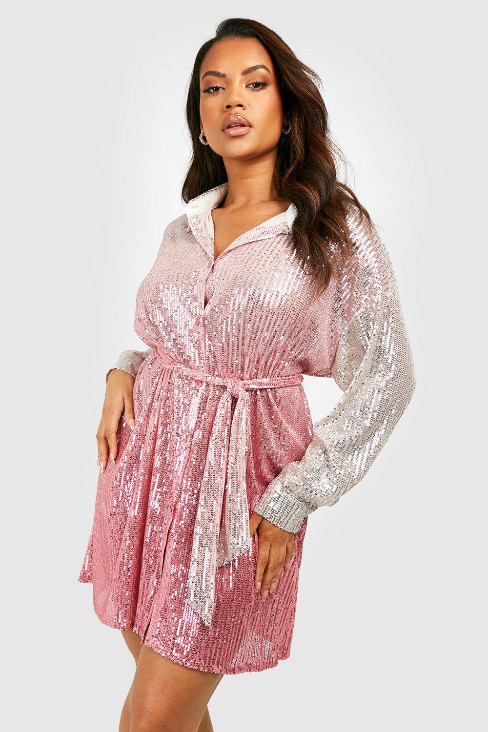 Oversized sequin shirt dress plus sale size